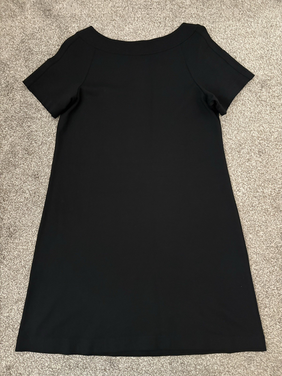 Theory Womens Shift Dress L Black Short Sleeve Short Hook & Eye Round Neck