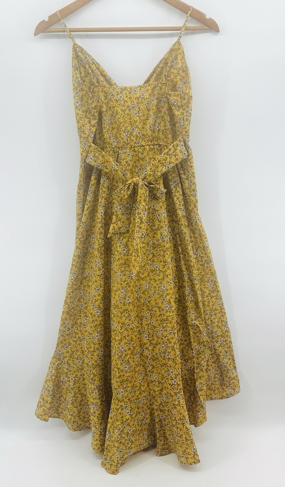 New No Boundaries Babydoll Spaghetti Strap Dress Sz 3-5 Jrs Yellow Floral HH26