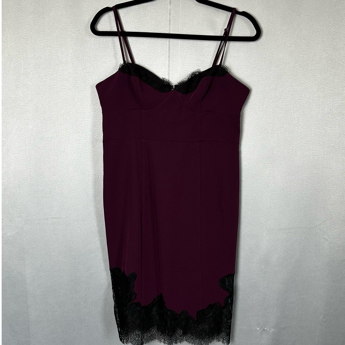 Women’s Vintage Victoria Secret Plum Purple Black Lace Lingerie Slip Dress- 8