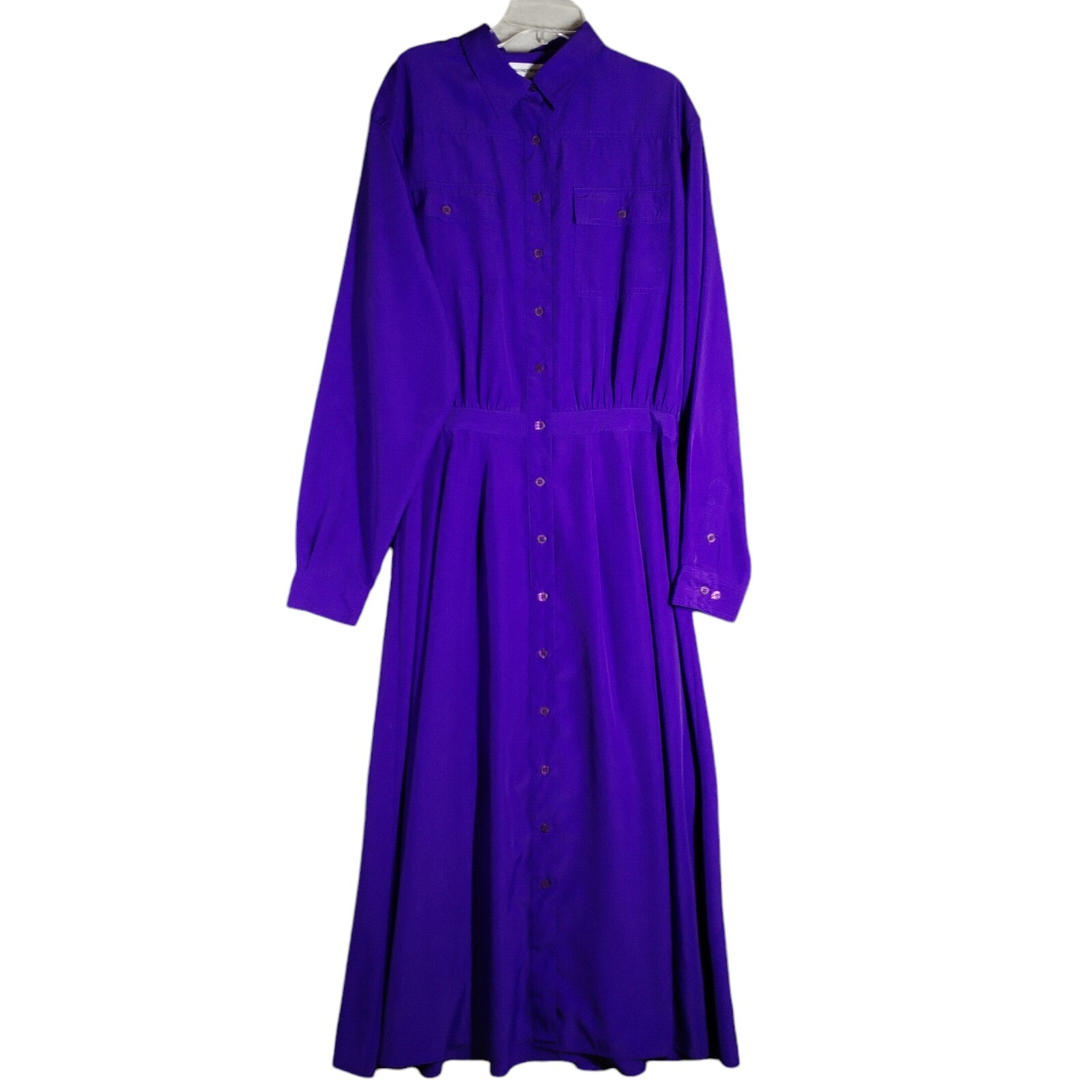 Vintage Nancy Keegan 14T Tall Dress 80’s Secretary Silky Purple Polyester Modest
