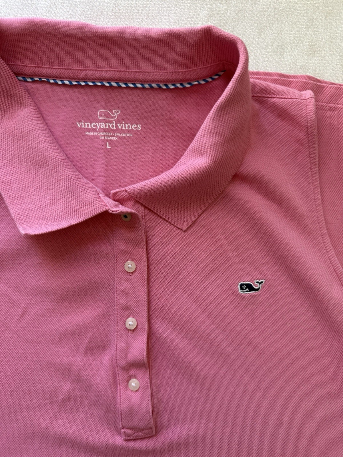 Vineyard Vines Cotton Stretch Pink Sleeveless Polo T-shirt Dress Size L Preppy