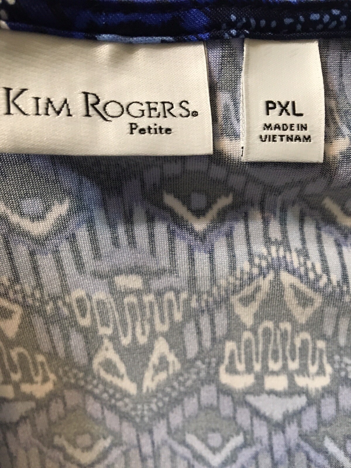 NWT Kim Rogers PXL blue white black sleeveless v-neck fit and flare dress
