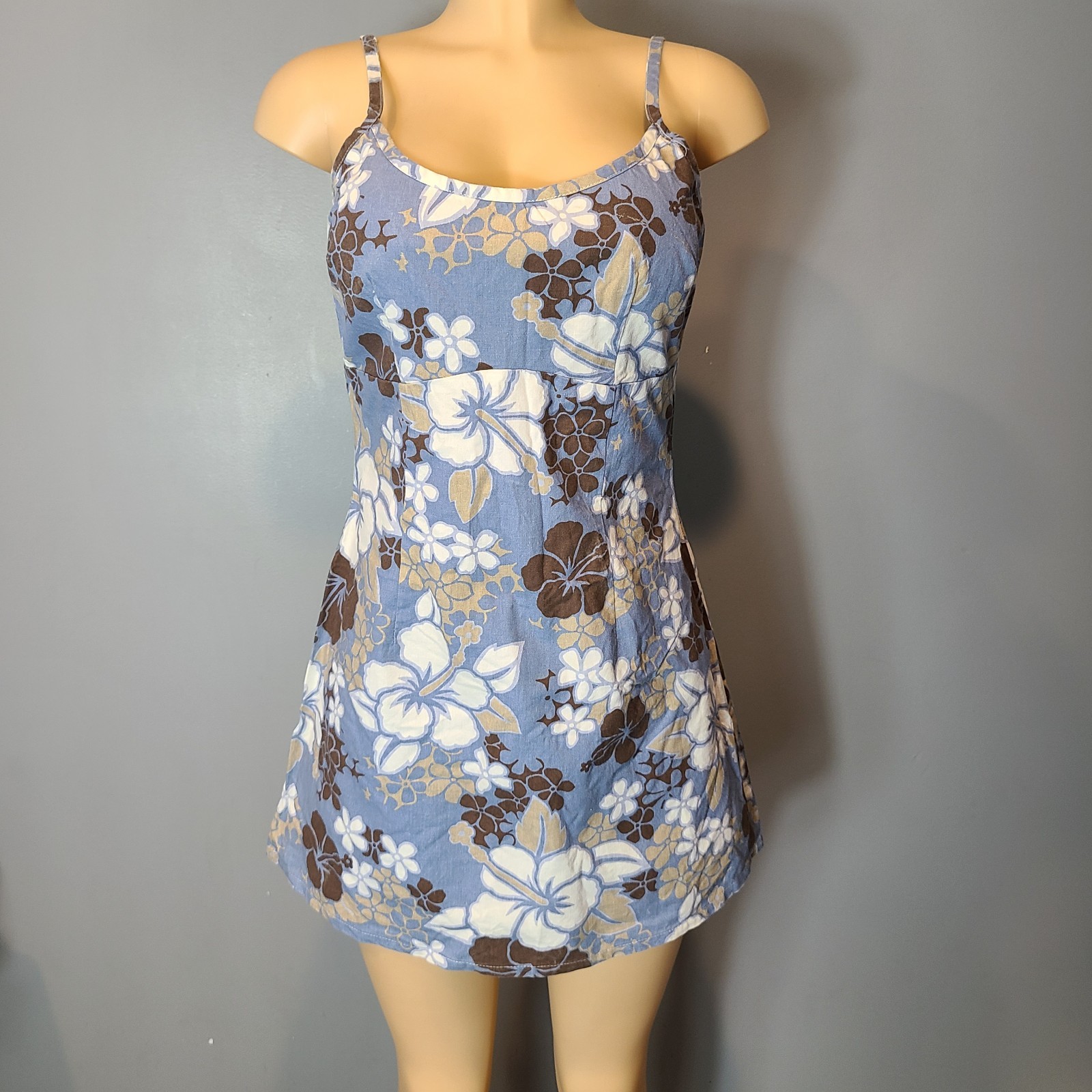 Vtg 90s Mini Dress Sz S Resort Fairy Dainty Rave Y2K Mall Grunge Floral Beach