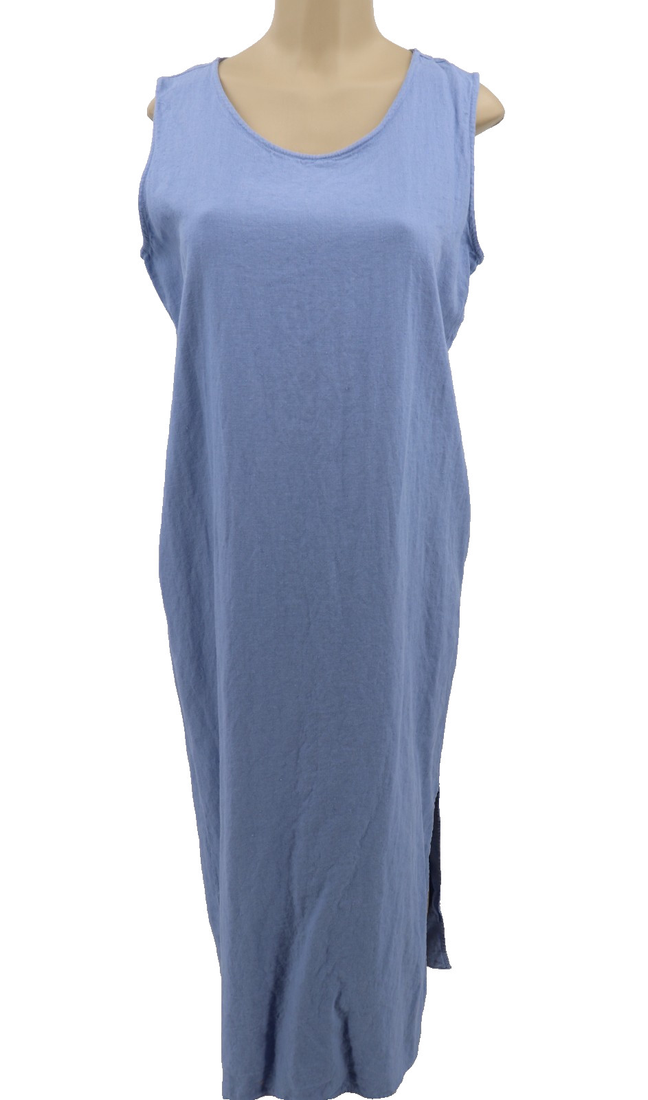 Coldwater Creek 2 Pc Linen Blend Maxi Dress & Jacket Womens Size Large Blue Long