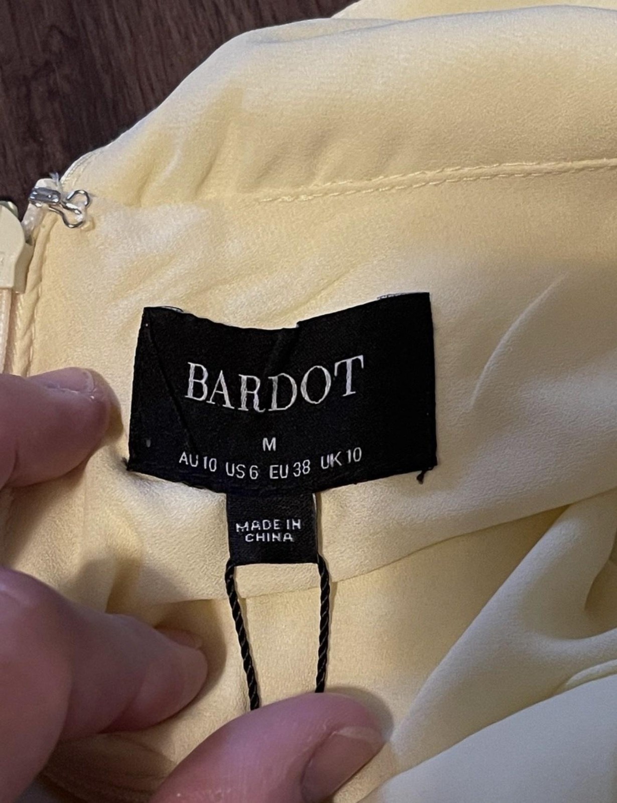 Bardot Dress Womens Medium Canary Yellow Capri Diamonte Slip Satin Formal NWT