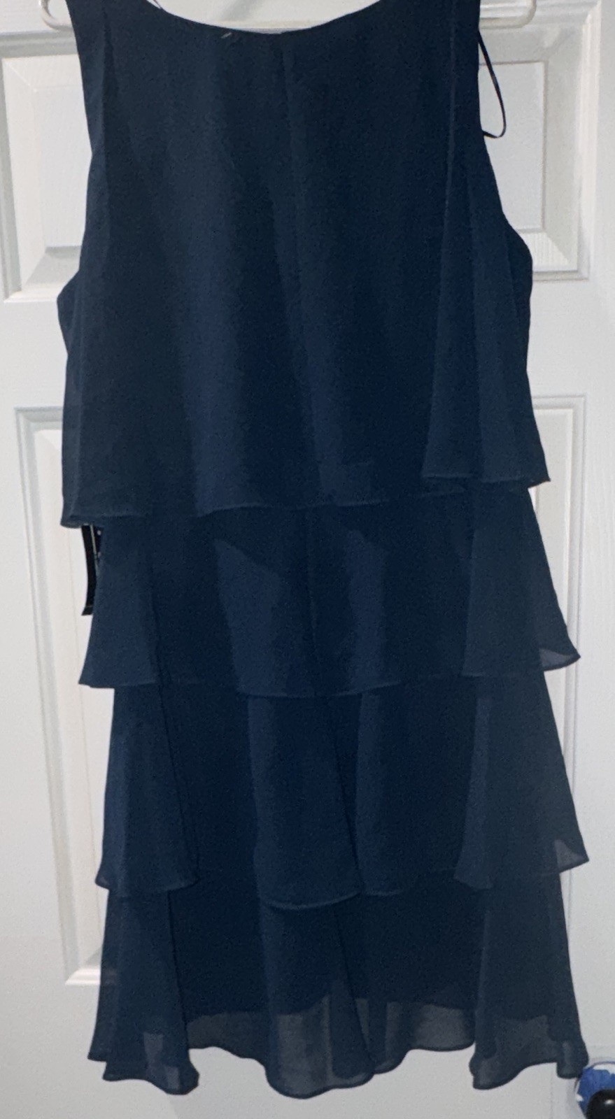 SLNY Layered Beaded Strap Scoop Neck Sleeveless Knee Chiffon Dress 16