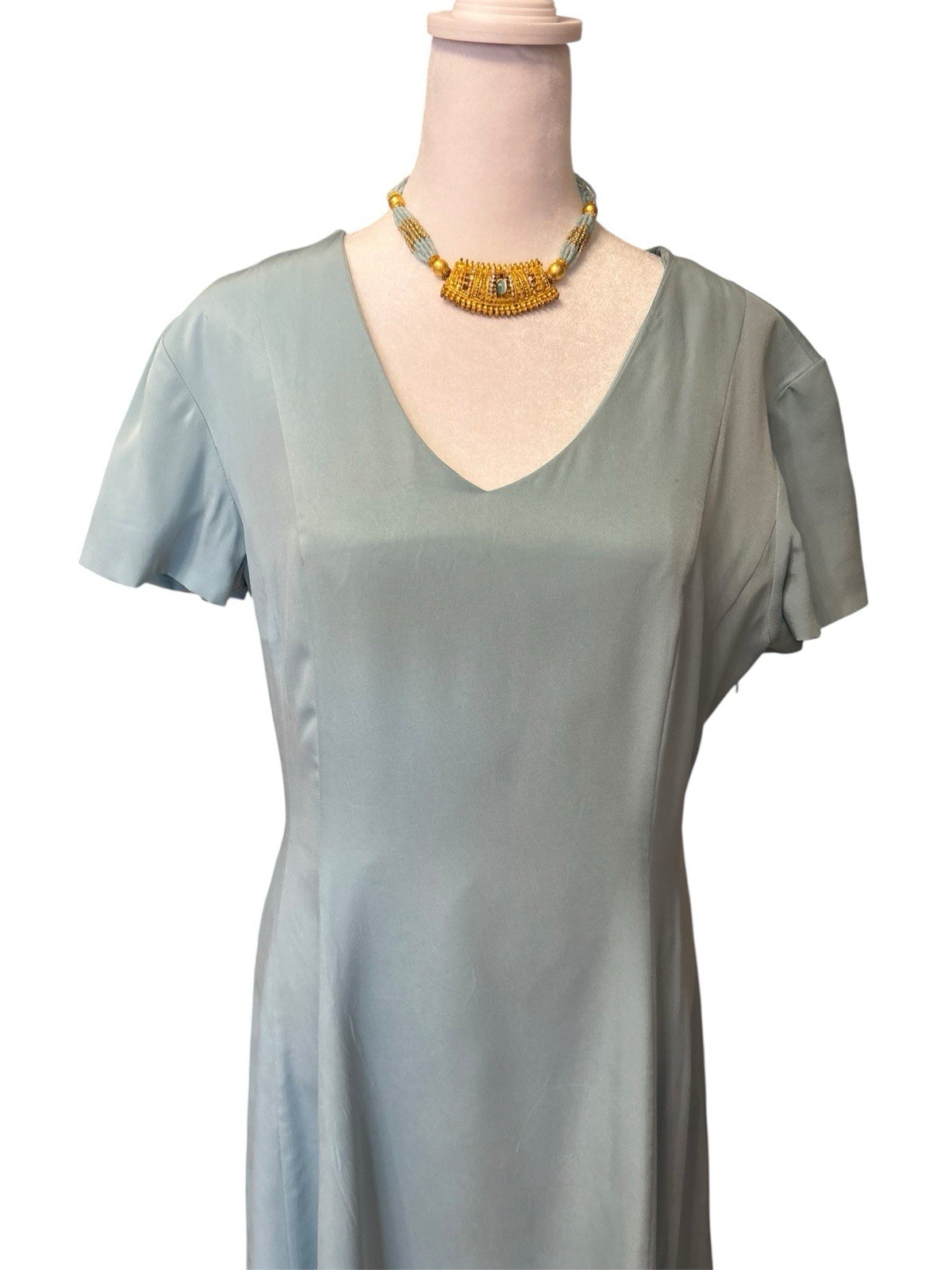 Laura Ashley 100% Silk Maxi Dress – Duck Egg Blue | UK 12 / US 8