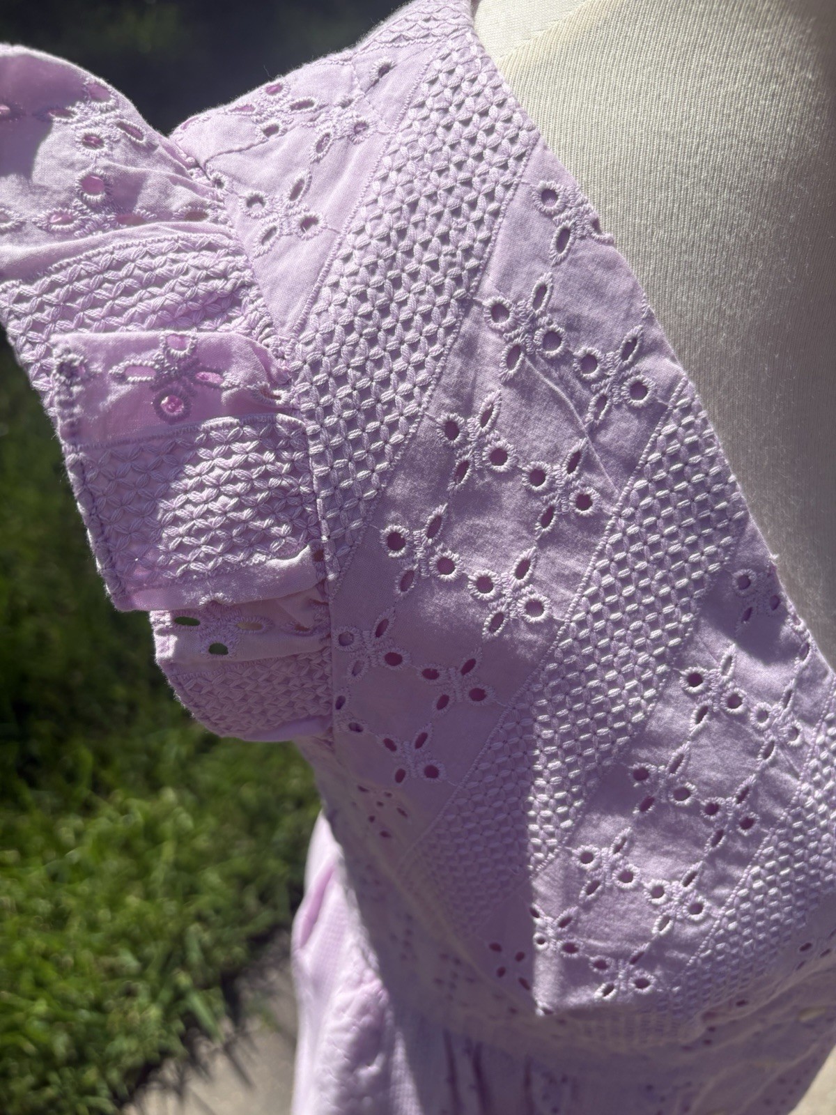J Crew Embroidered Eyelet Flutter Sleeve Dress Peony Pink Size 10