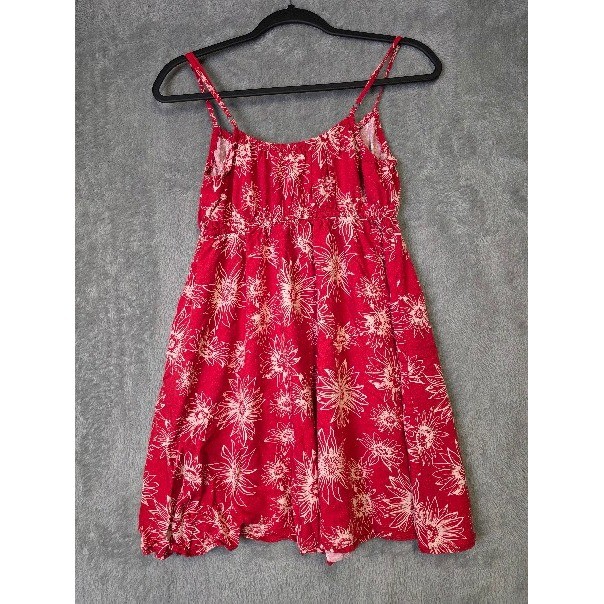 Rewind Red Floral Print Sleeveless Summer Dress Women’s Size M