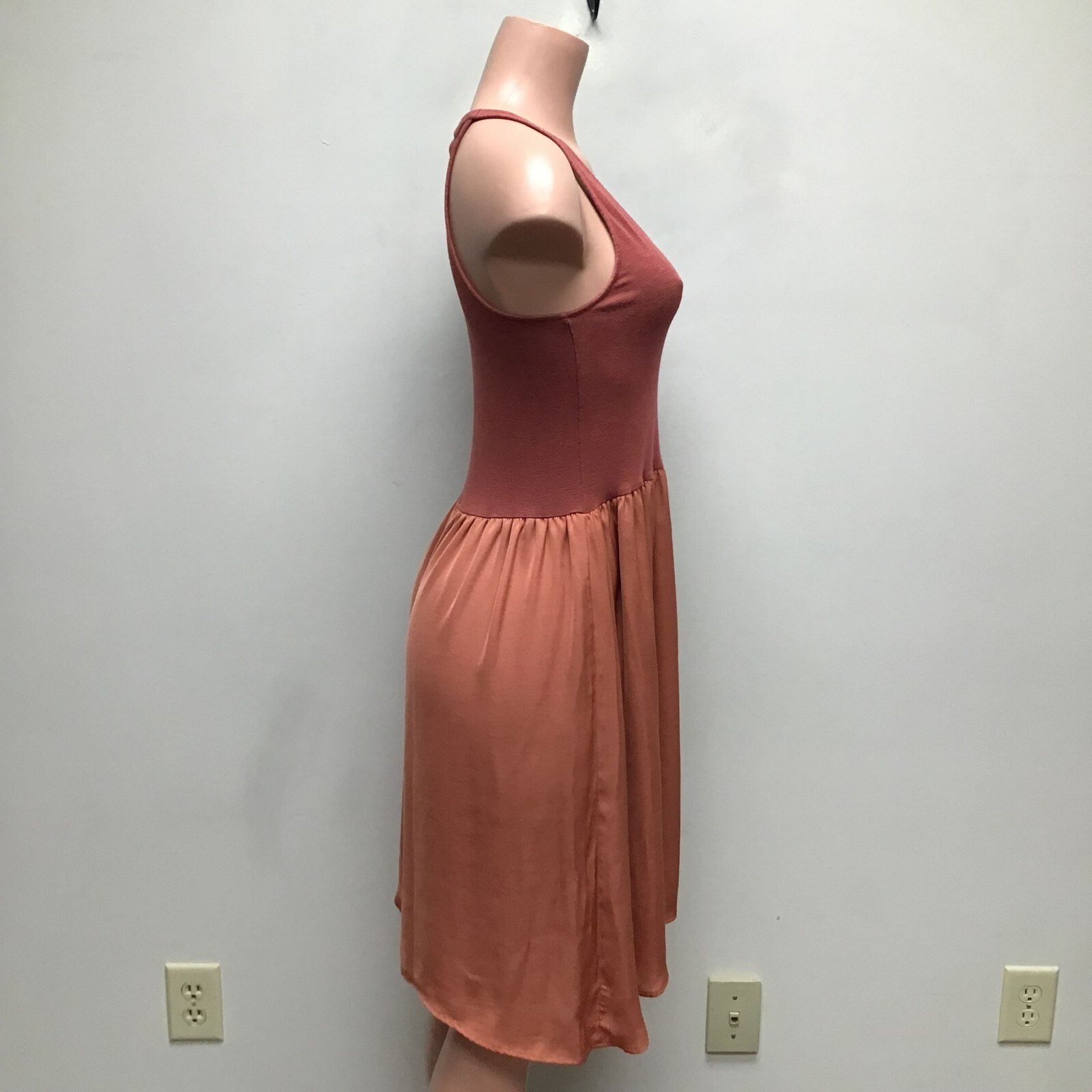 Dolan Rust Orange Sleeveless V-Neck Knit Contrast Pullover A-Line Dress XS