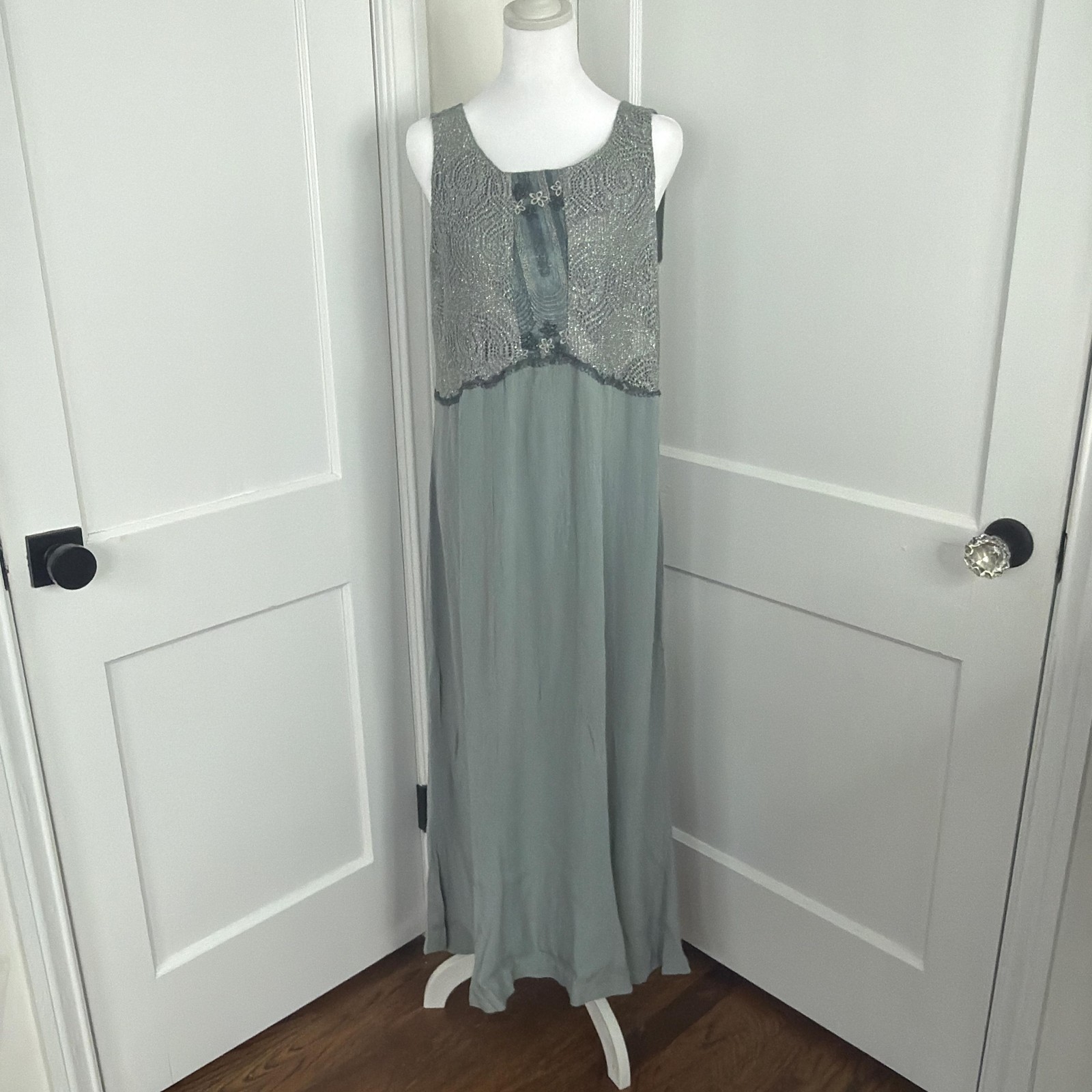Vintage Spencer Alexis Maxi Dress Womens 10 Green Fairy Romantic 90s Y2K USA