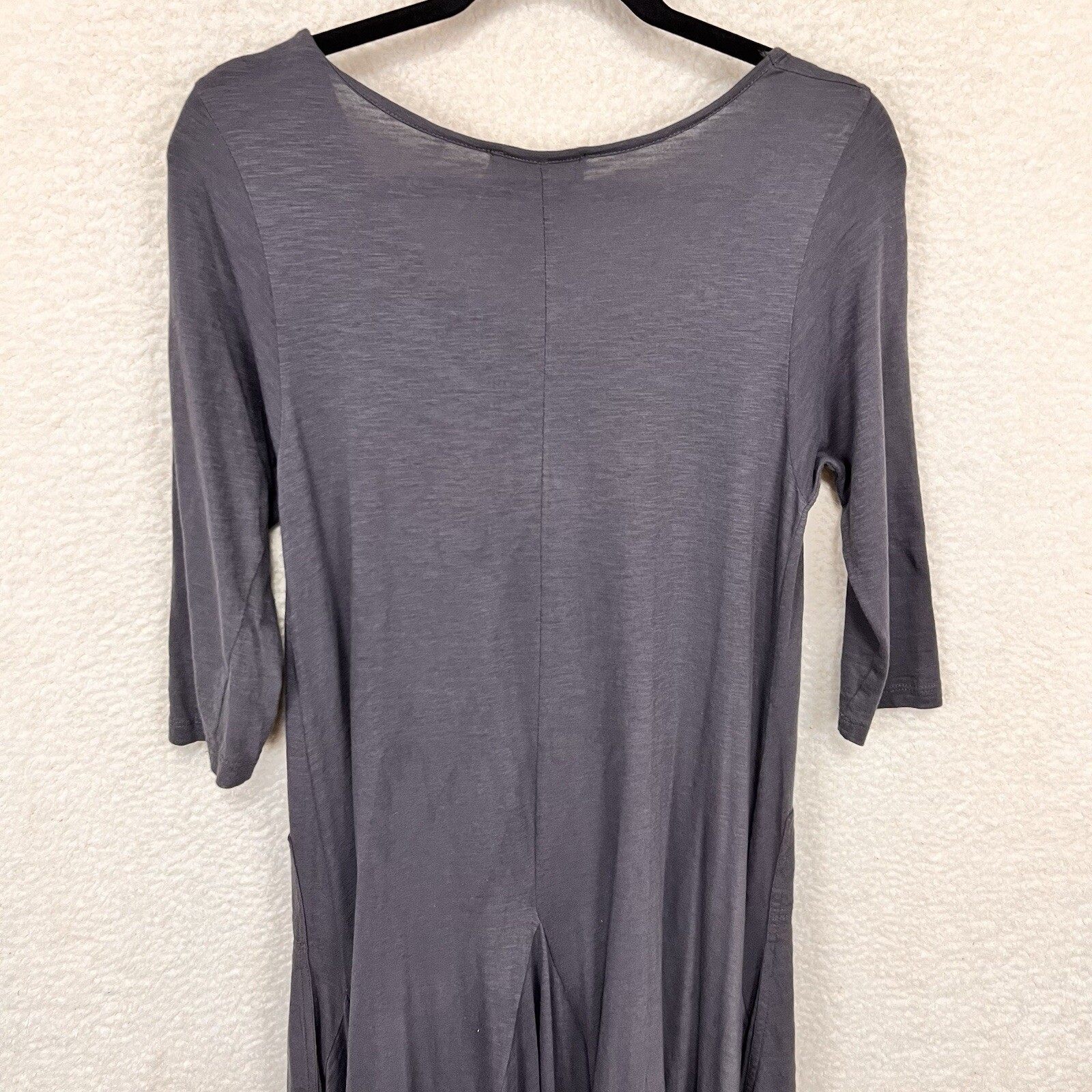 Verandah By Vina Dress Women’s One Size Gray Cotton Midi Lagenlook Pockets