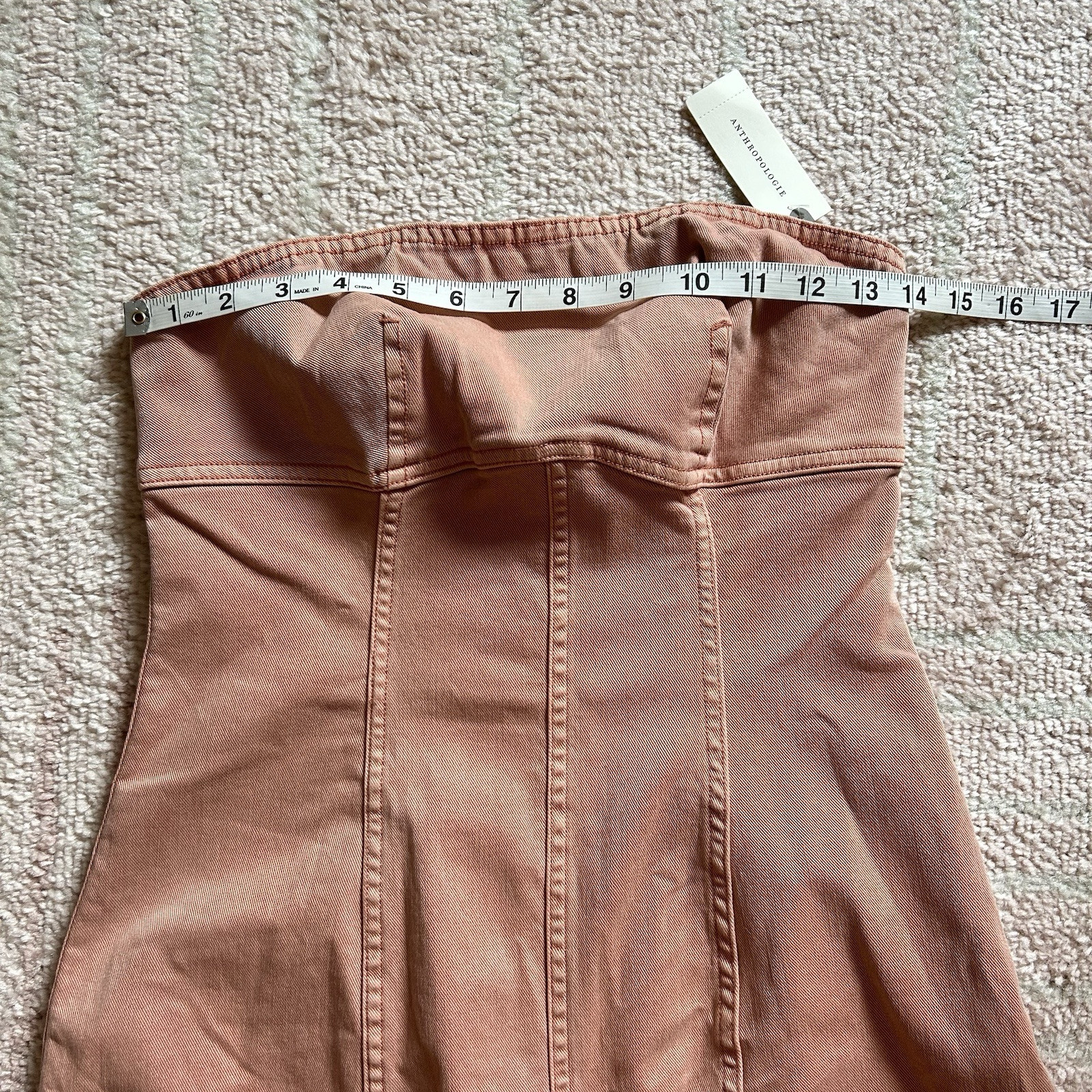 NWT Anthropologie Pilcro Icon Fluted Denim Midi Dress Size Small Coral