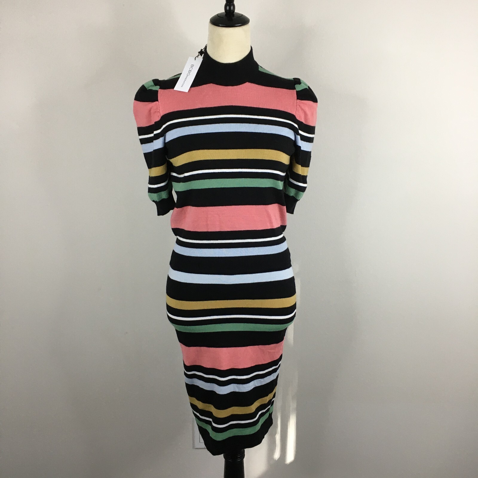 NWT BCBGENERATION MultiColor Striped Knit Sweater & Skirt Set Womens sz Small/XS