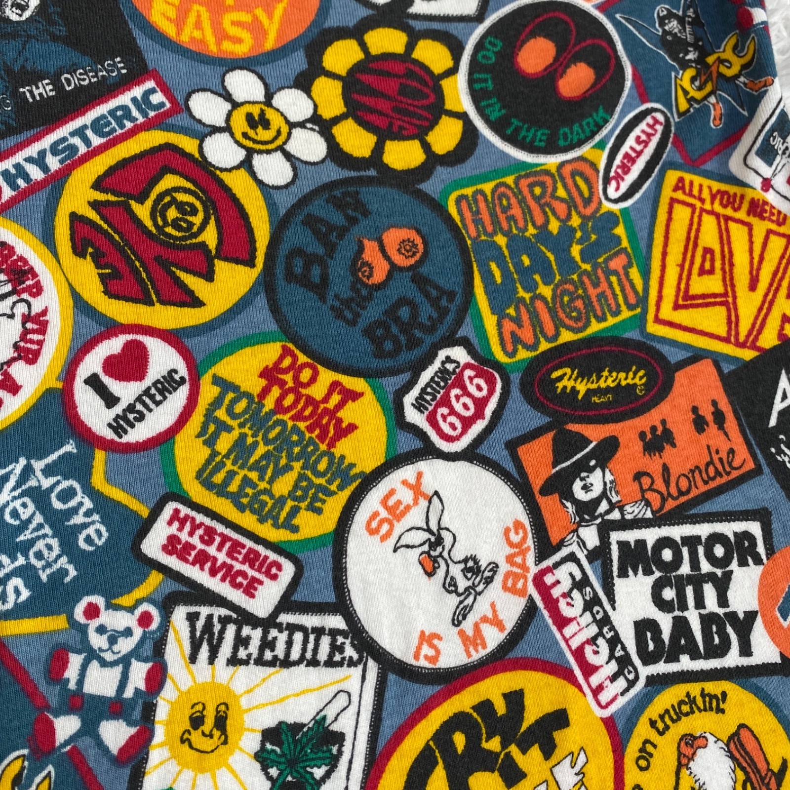 Hysteric Glamour Y2K Sticker Patch All-Over Print Cotton Camisole Slip Dress