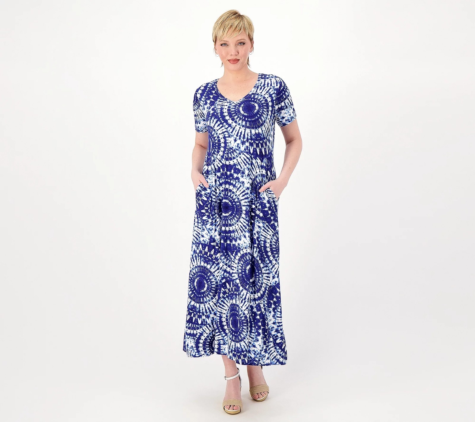 Belle by Kim Gravel Tall Print V-Neck Maxi Dress – Sz MT a570754