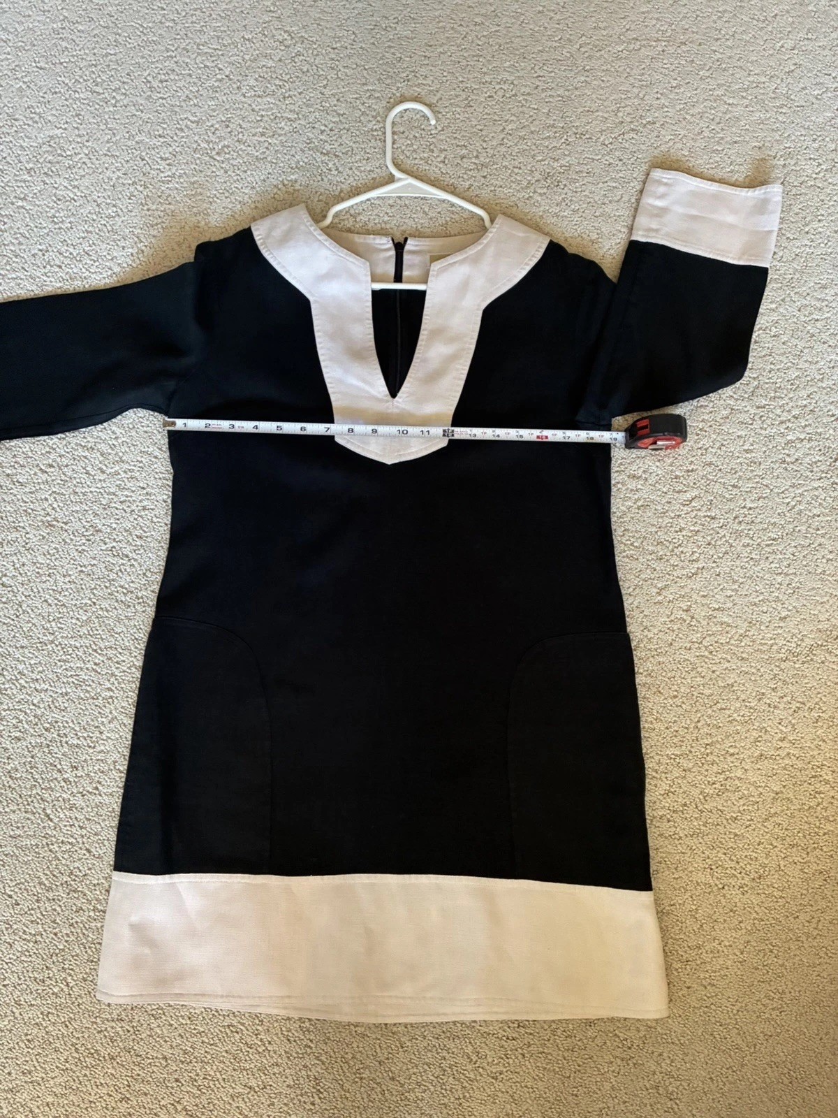 Michael Kors, Black And Ivory Short Linen Tunic Caftan Size 8