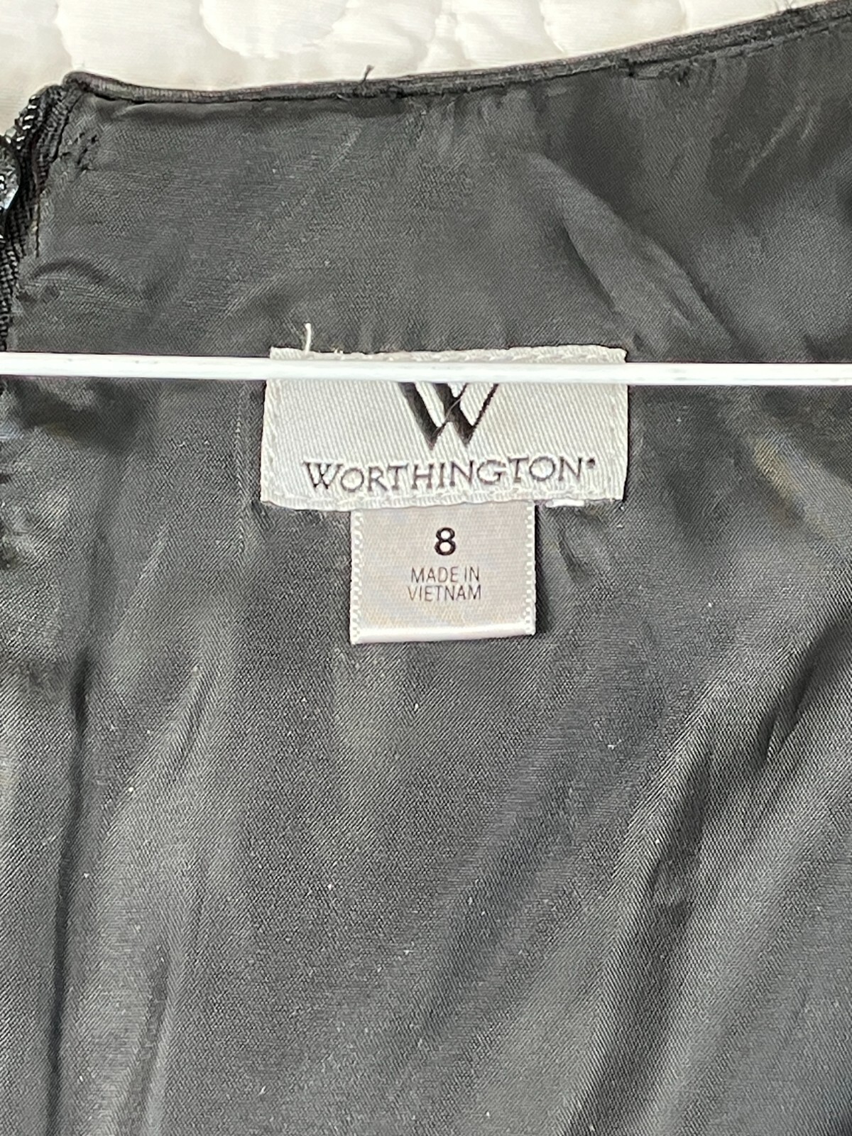 Worthington Womens sz 8 Grey/Black Cap Sleeve Fitted Sheath Dress