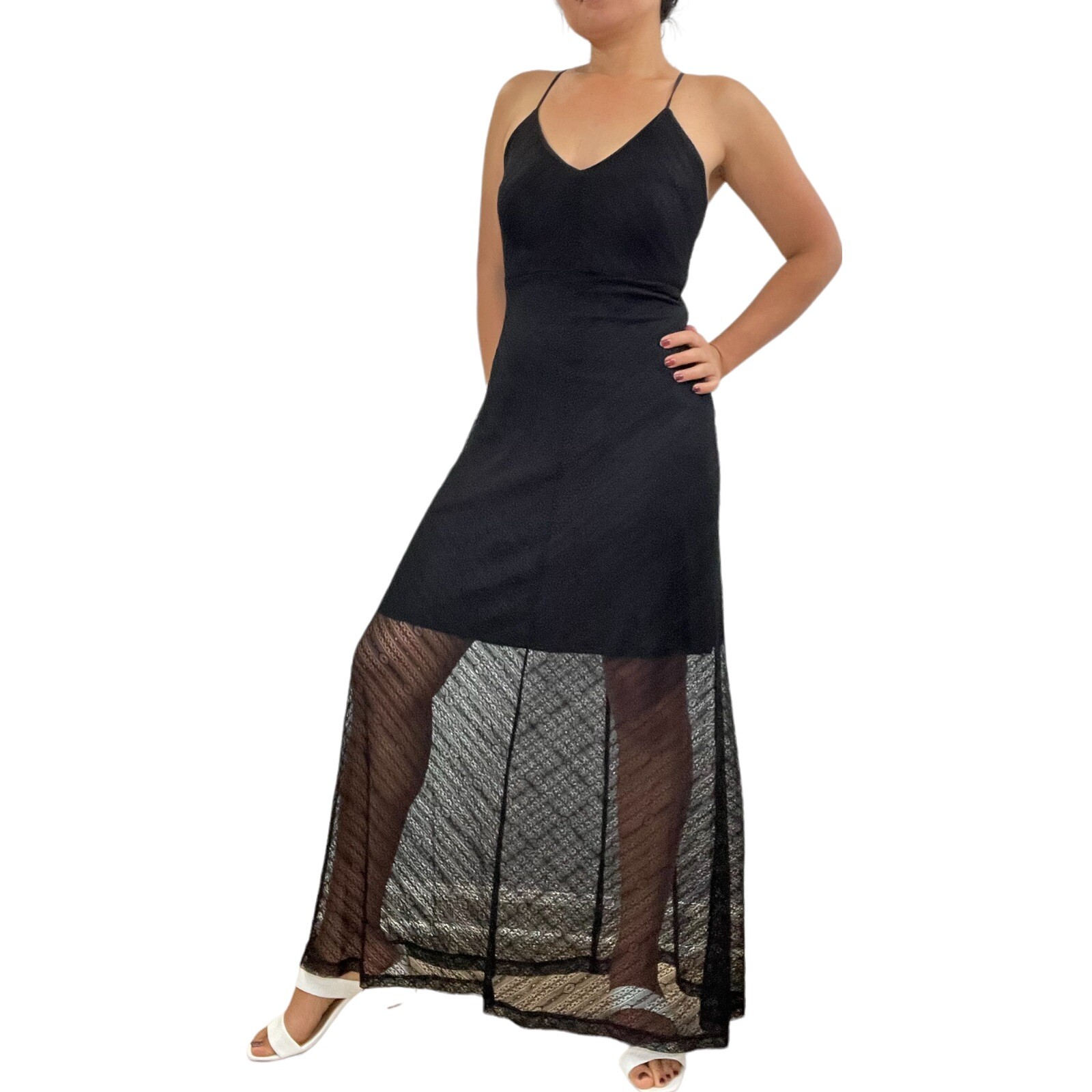 PINK MARTINI SPAGHETTI STRAP LACE MAXI DRESS SIZE XS