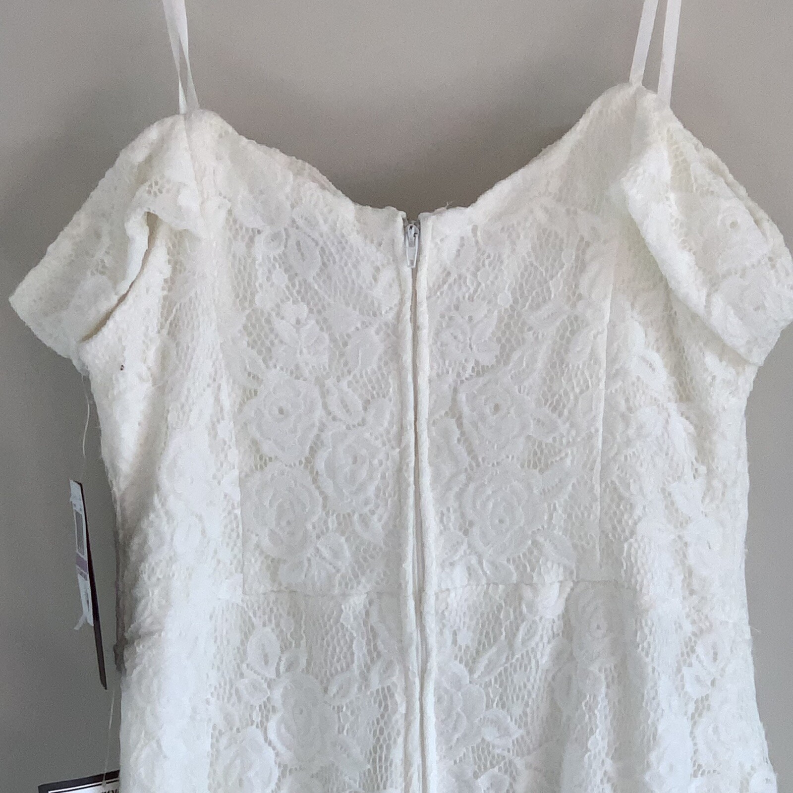 City Studios Juniors Off-The-Shoulder Lace Dress Ivory Size 11
