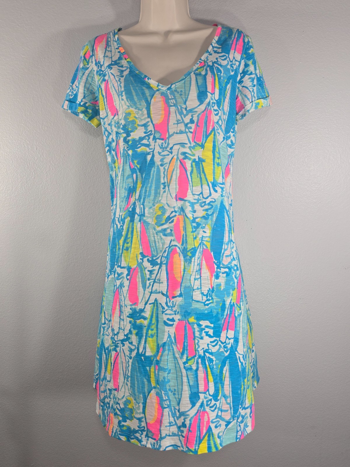 Lilly Pulitzer Dress Womens XS Beach And Bae Jessica Sailboat 100% cotton BS
