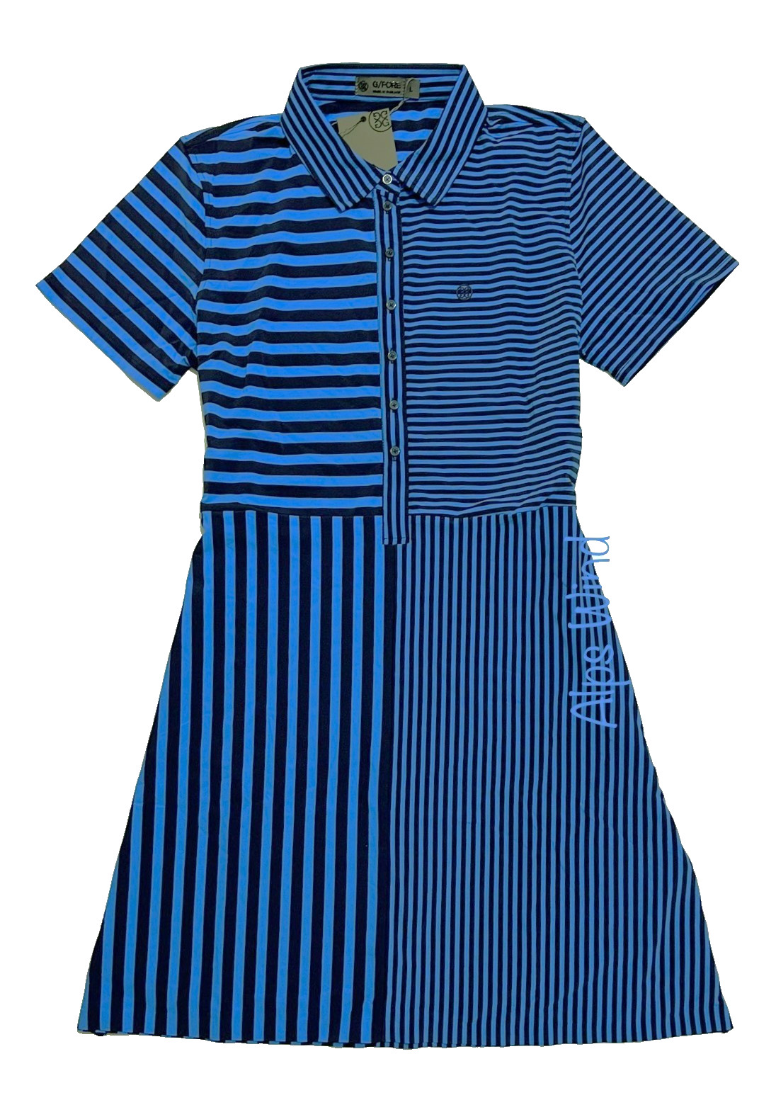 G/FORE Women’s Mixed Stripe Golf Dress Twilight Size-L NWT