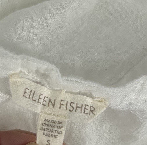 EILEEN FISHER White Irish Linen Handkerchief w/Ties Lagenlook Dress Size Small