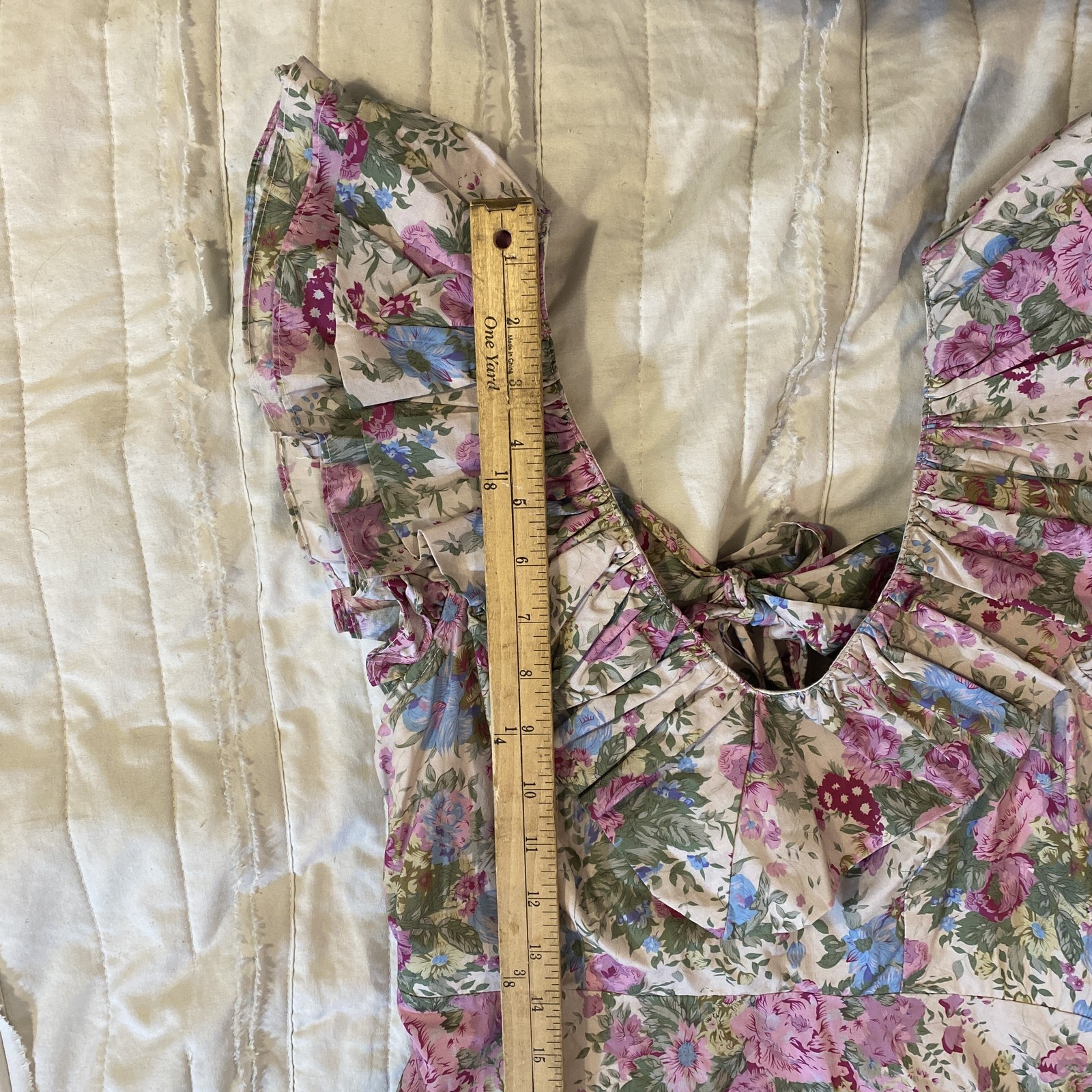 Sofie the Label Dress Womens Small Bobbie Floral Midi Ruffle Open Back Tie