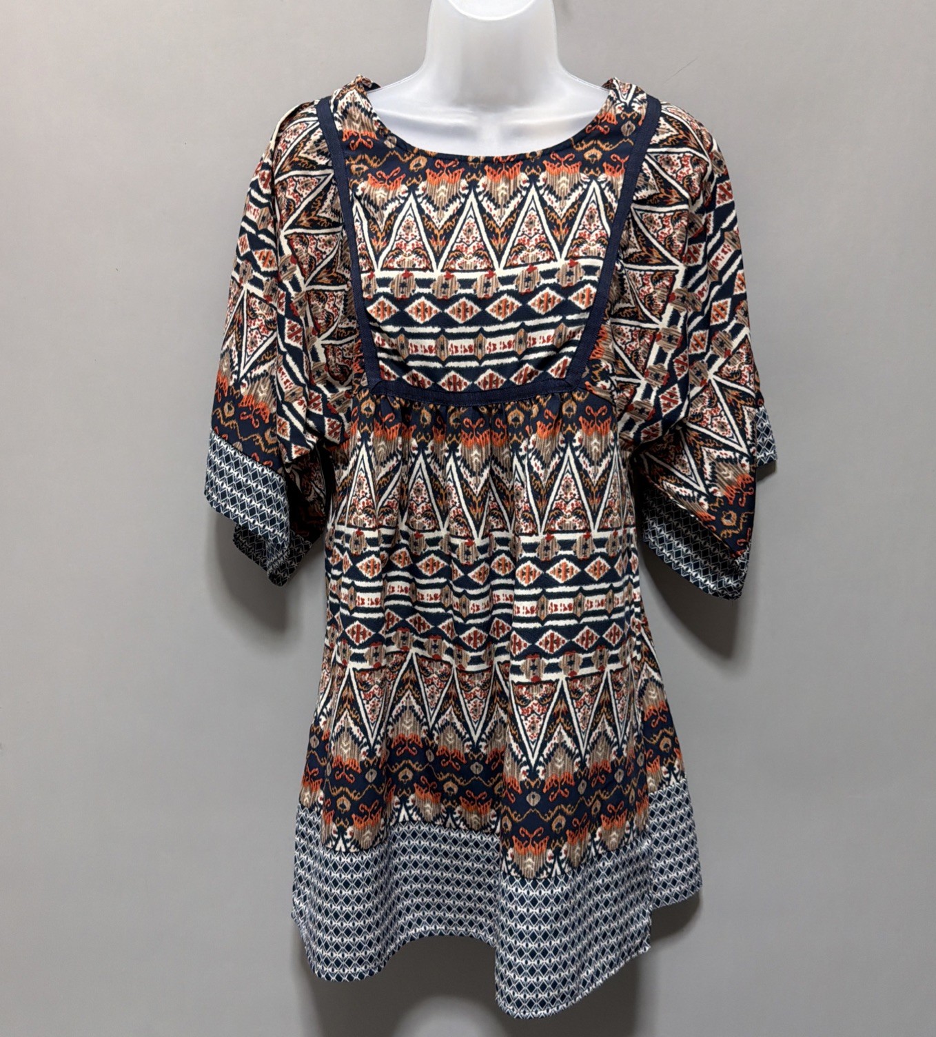 One Love Clothing Tribal print Kimono sleeve Mini Dress Size M