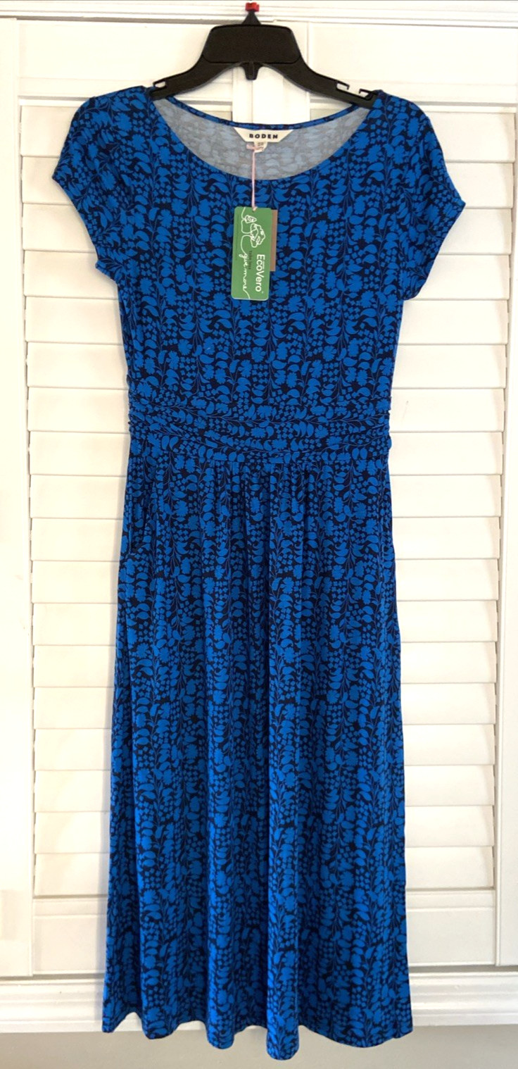 Boden Amelie Jersey Dress Blue Navy Pockets Women’s US 4 NWT