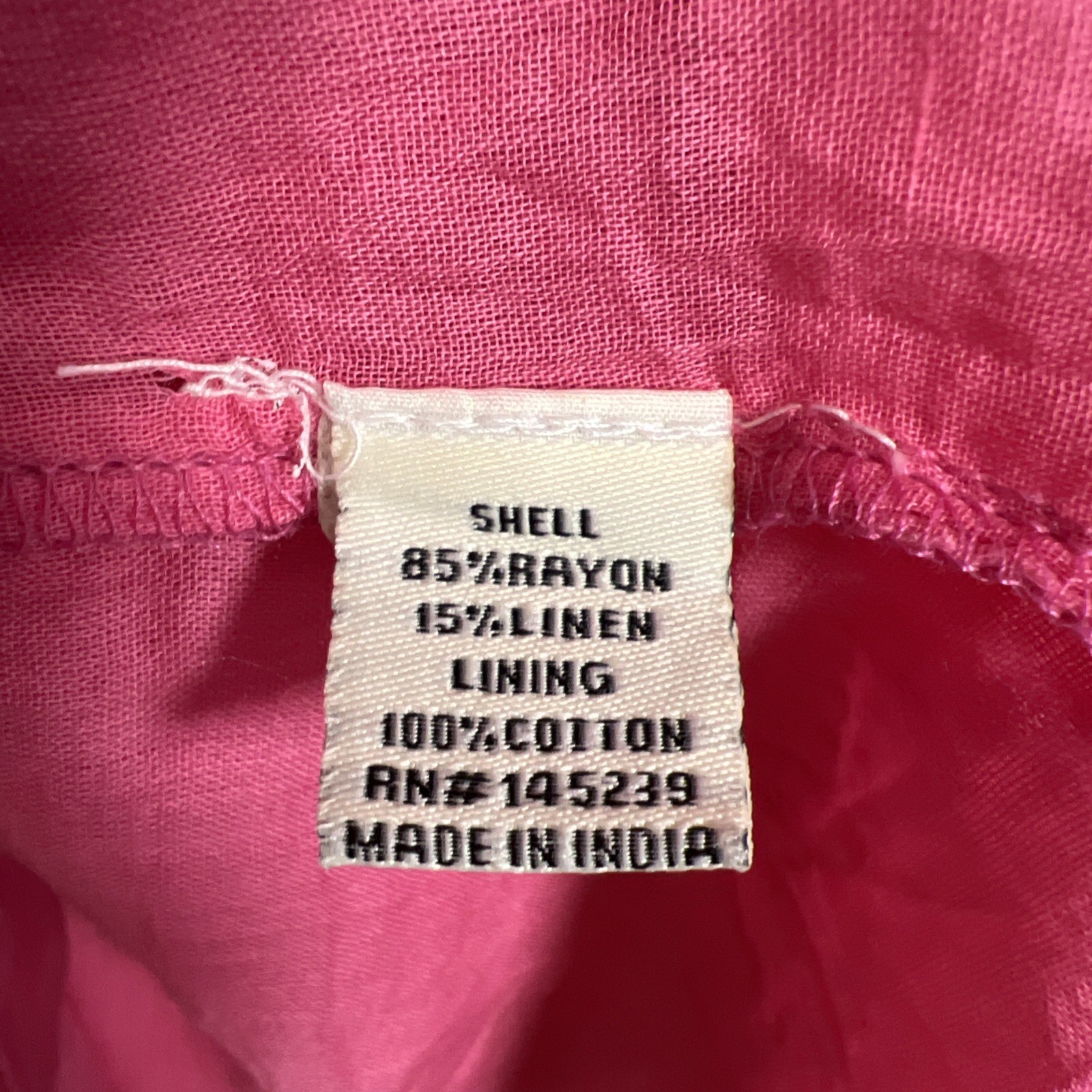 Sim & Sam Linen Blend Puff Sleeve Mini Dress Sundress Size Medium Hot Pink NWT