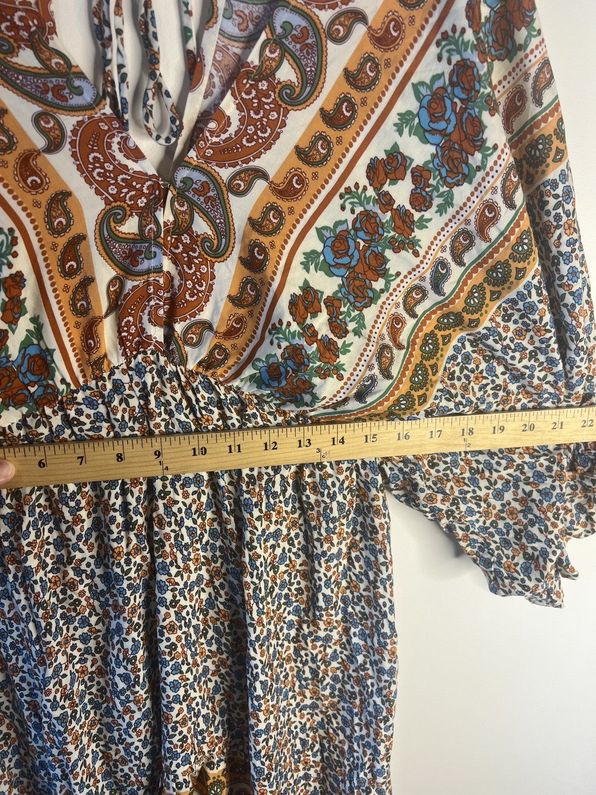 Umgee L Southwestern Bell Sleeve Peasant Cottagecore Prairie Boho Dress Summer