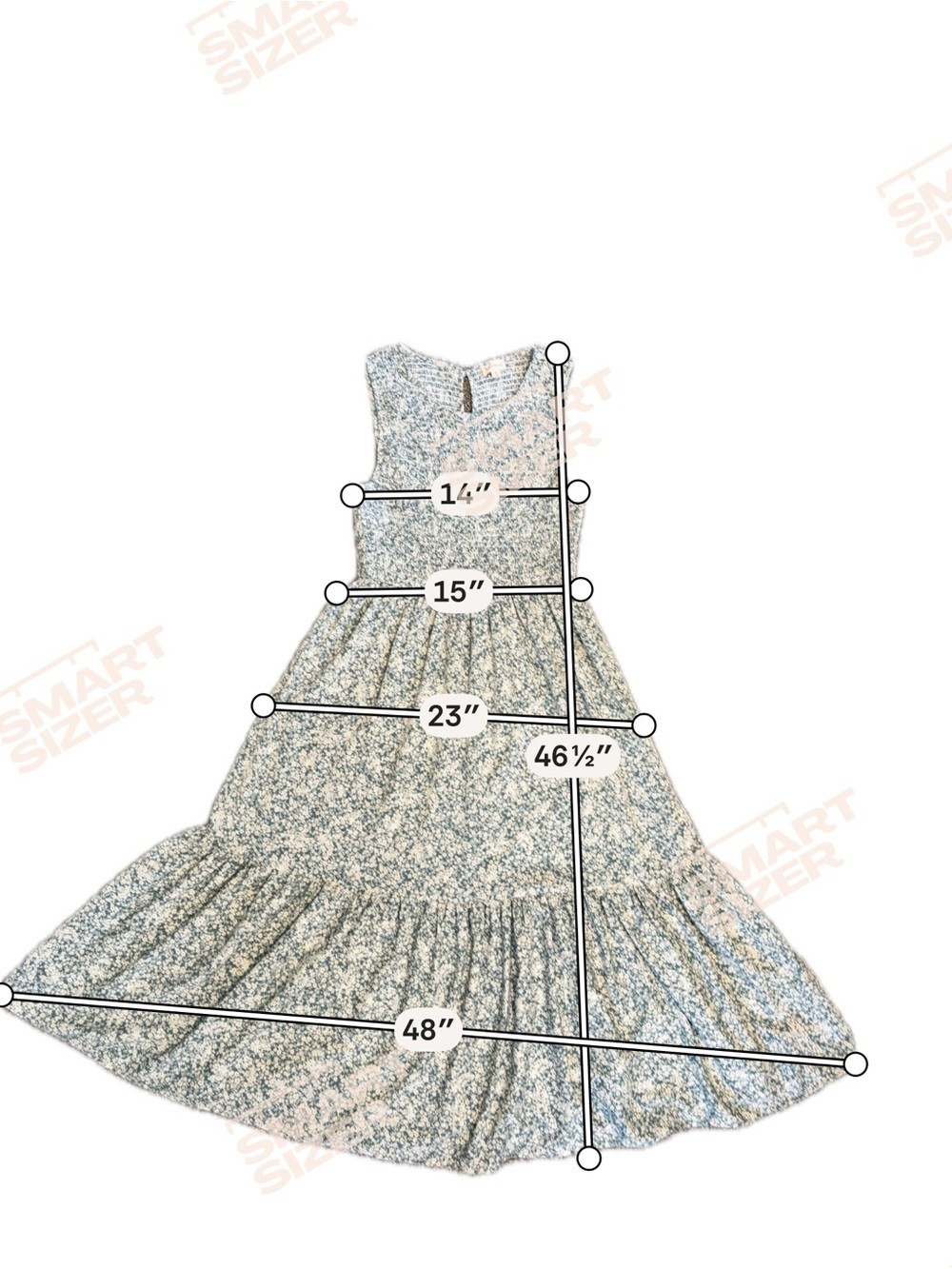 Hem & Thread Blue Floral Sleeveless Midi Dress