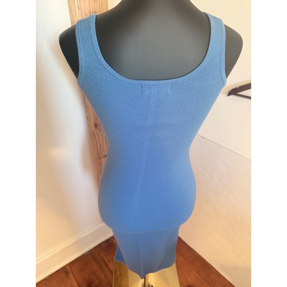 Willow & Wind Blue Ribbed Knit Tank Dress Sleeveless Bodycon Midi Size Small