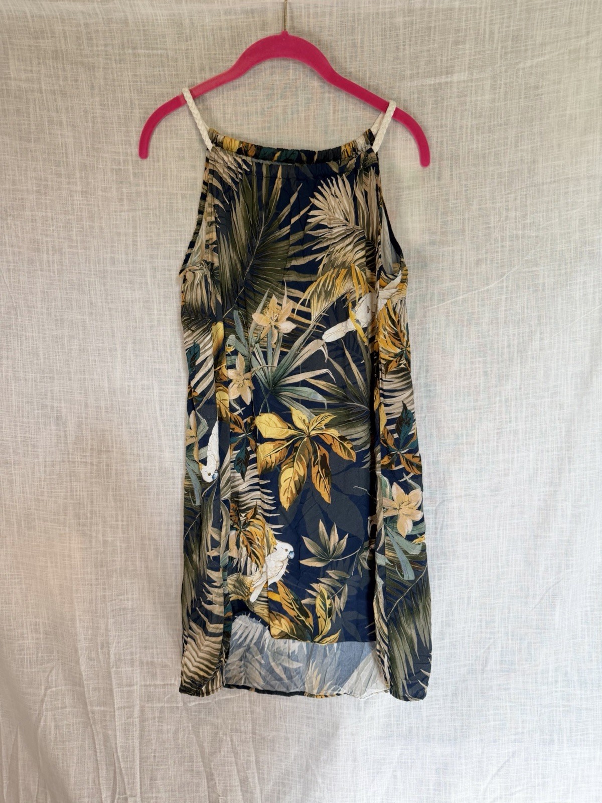 Touche Balneaire Dress Womens S Tropical Cockatoo High-Low Halter Resort Palm S