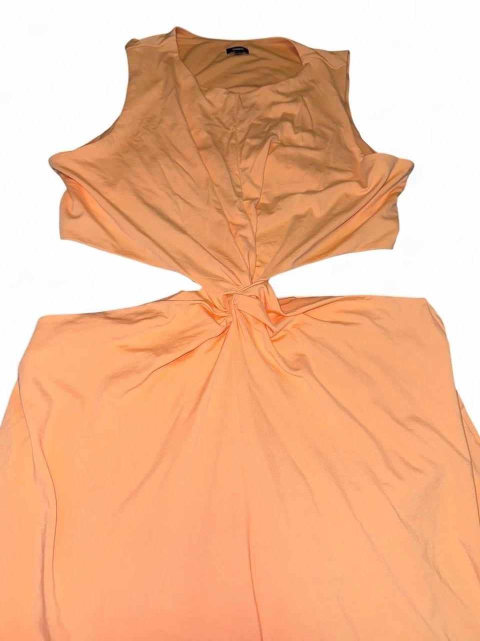 Express Peachy Orange Maxi Dress with Cut Outs in Front & Back, NWT Size XL