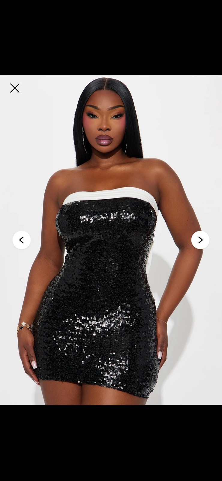 FASHION NOVA Becca Bow Sequin Mini Dress Black White Bow Party Plus 2X