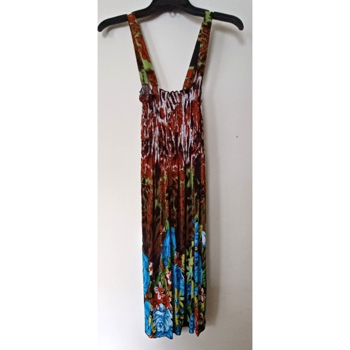 Sundress Medium Smocked Bust Floral Tropical Hippie Retro Classic Beach READ
