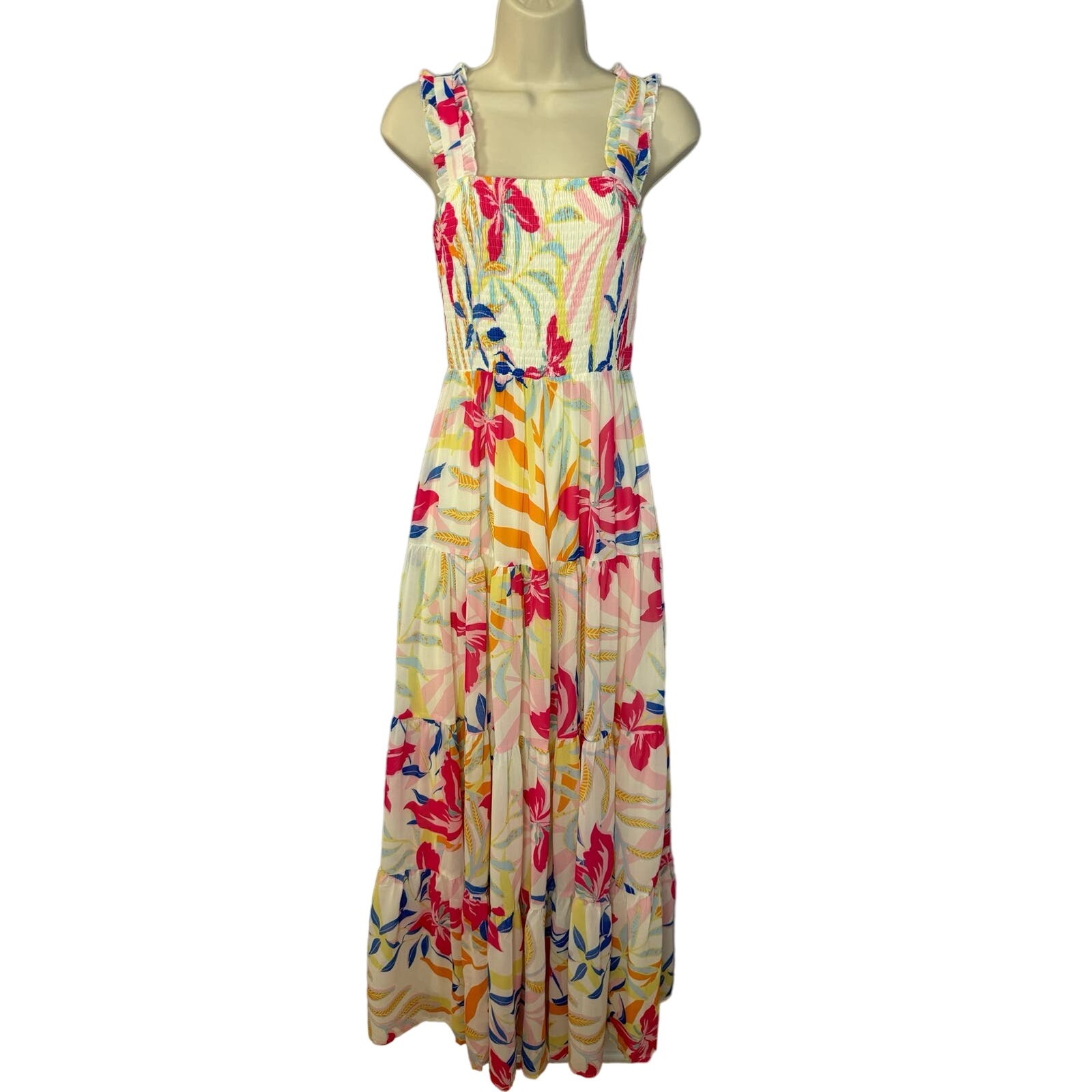 Flying Tomato Tropical Flower Printed Maxi Dress Vacation Costal Women’s M