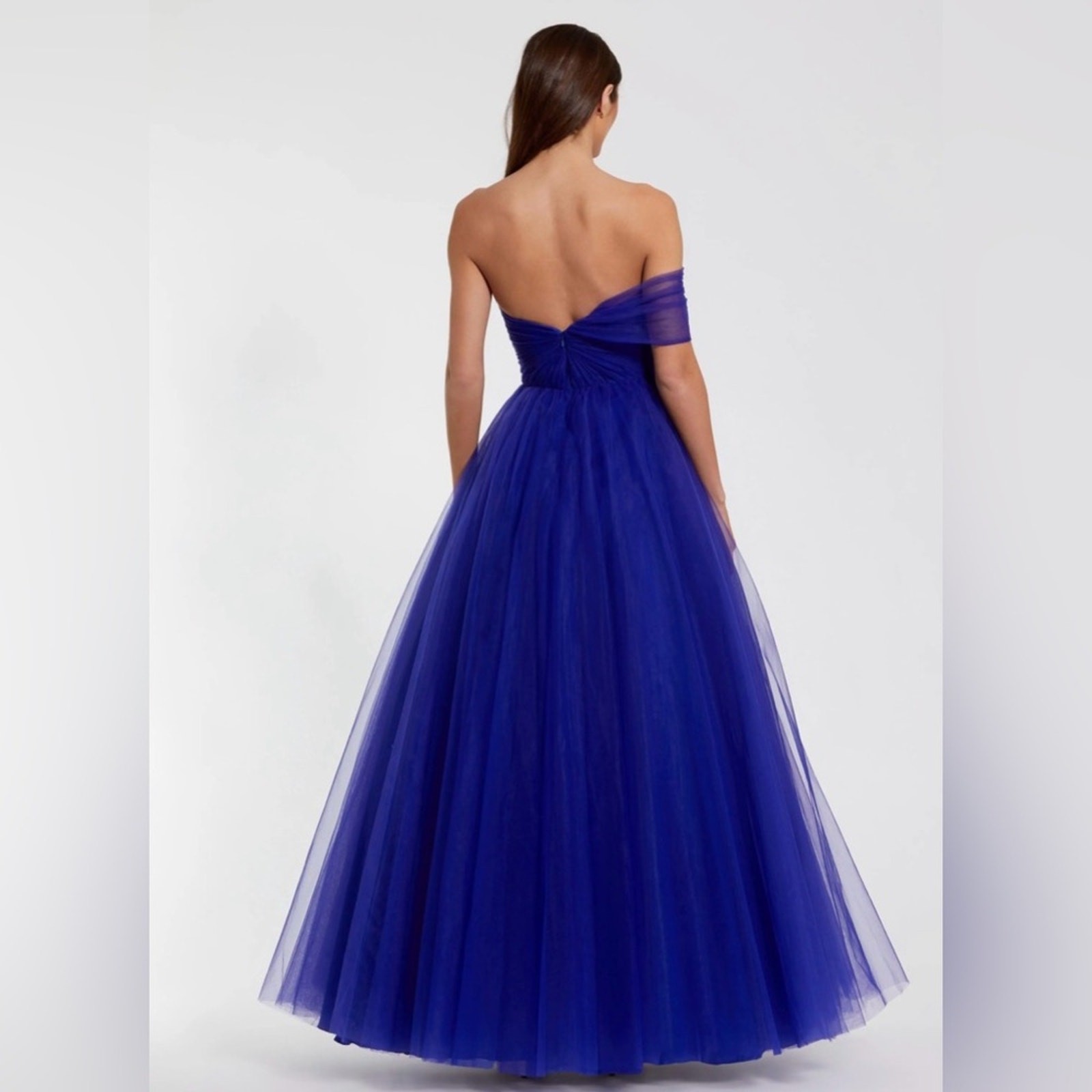 Mac Duggal 68713 One Side Off the Shoulder Bustier Ball Gown – Cobalt – 6 – NWT