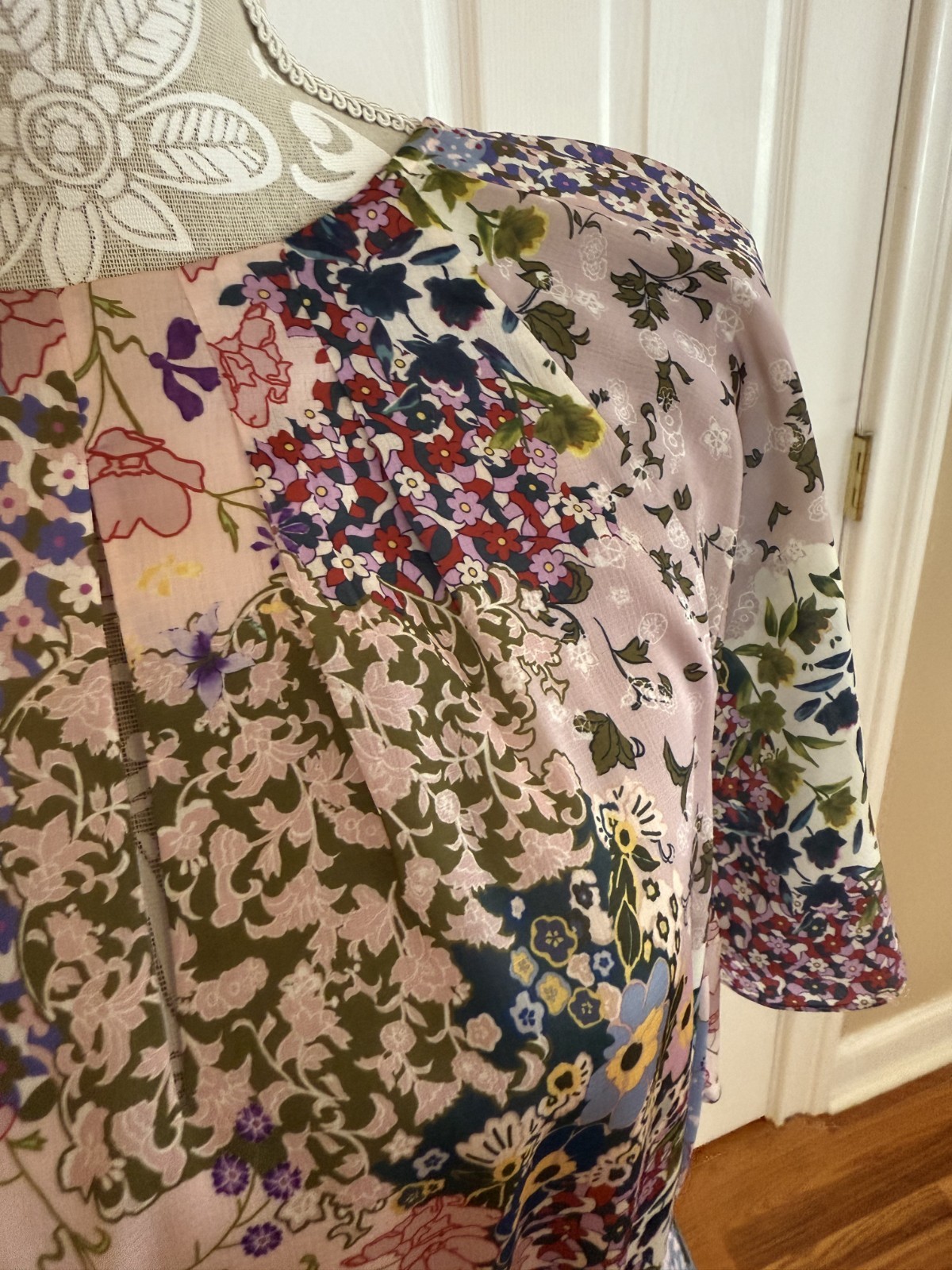 Ted Baker Lalu Urban Printed Fluted Hem Mini Dress Pink Floral Size 5 Size 12 XL