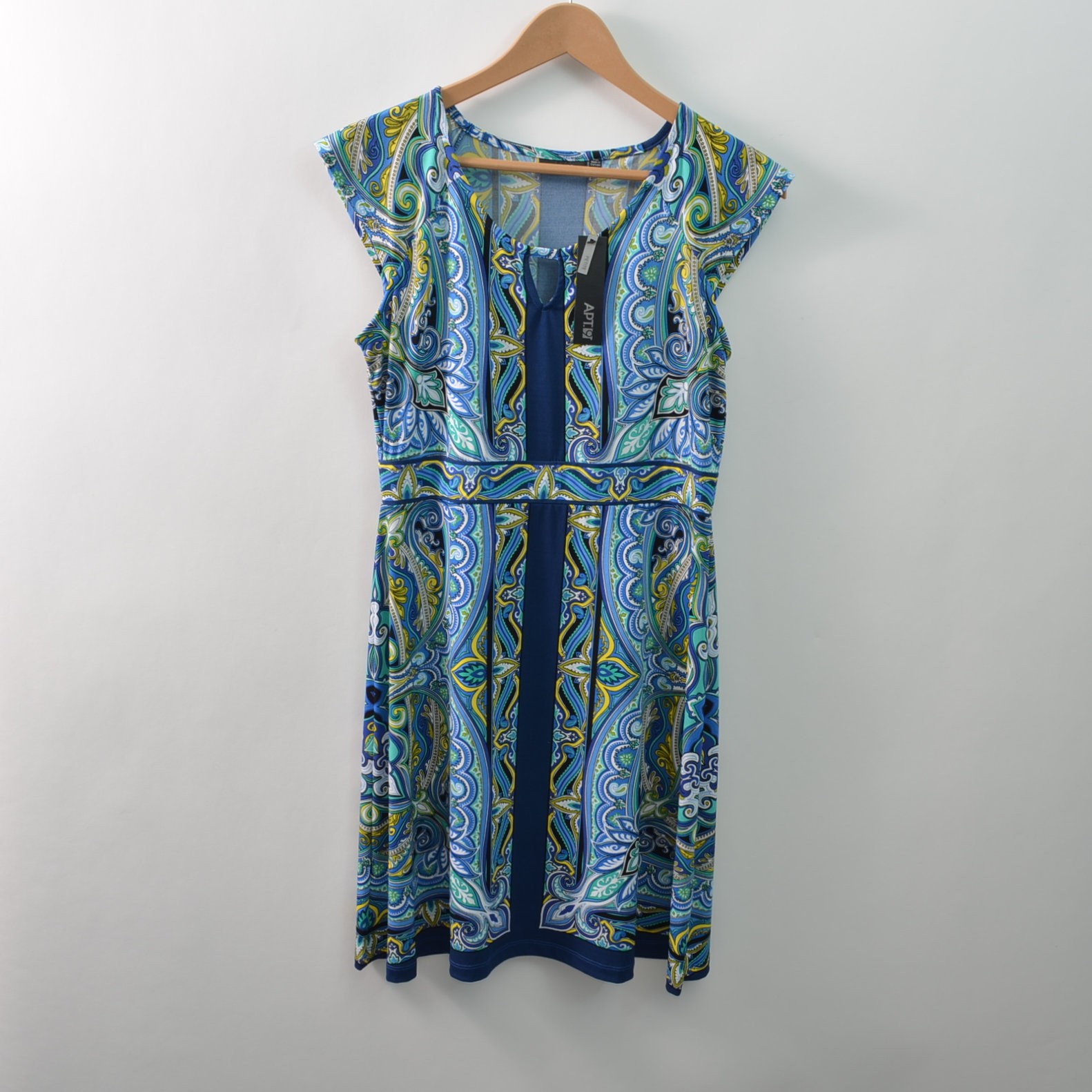 Apt. 9 Womens PM Petites A-Line Knee Length Blue Knit Stretch Polyester Blend