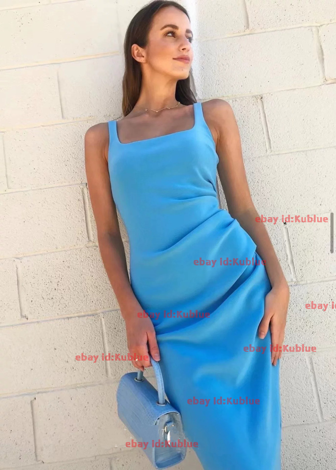 Dopamine! Elastic tight fitting bodysuit dress slim square neckline camisole NEW