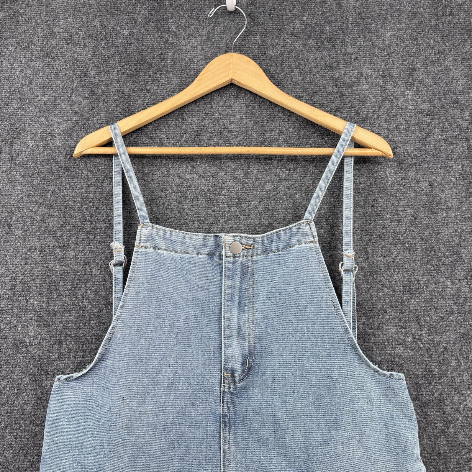 Dazy Mori Kei Fringe Hem Back To School Denim Suspenders Midi Dress Women’s L
