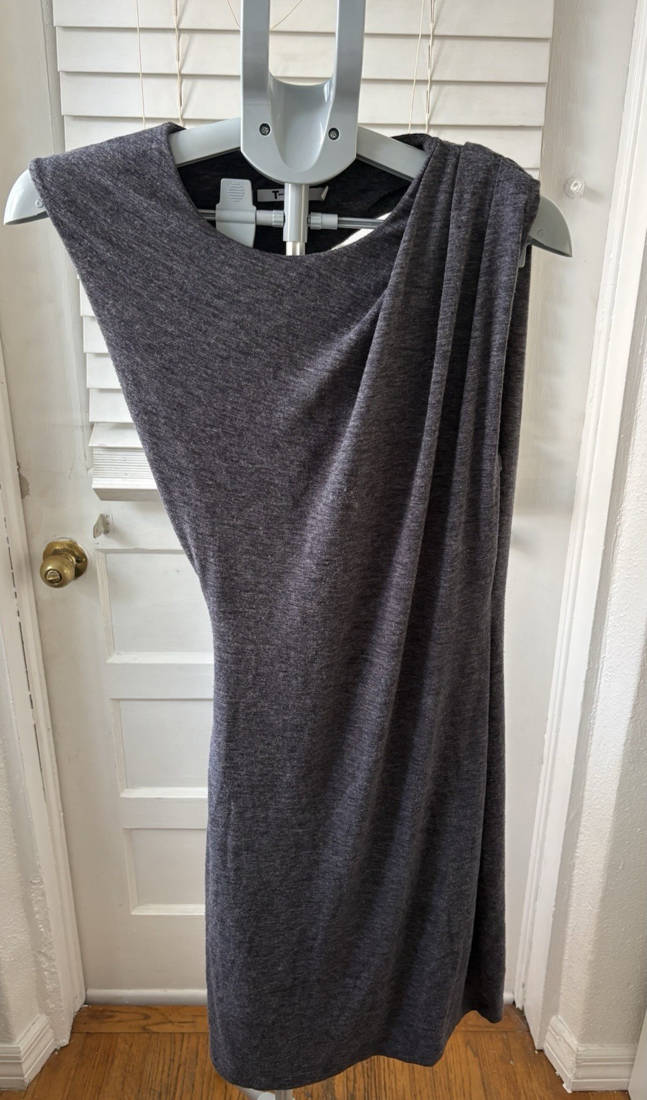 T by Alexander Wang Asymmetrical Knit Dress Gray Sleeveless Large Stretch