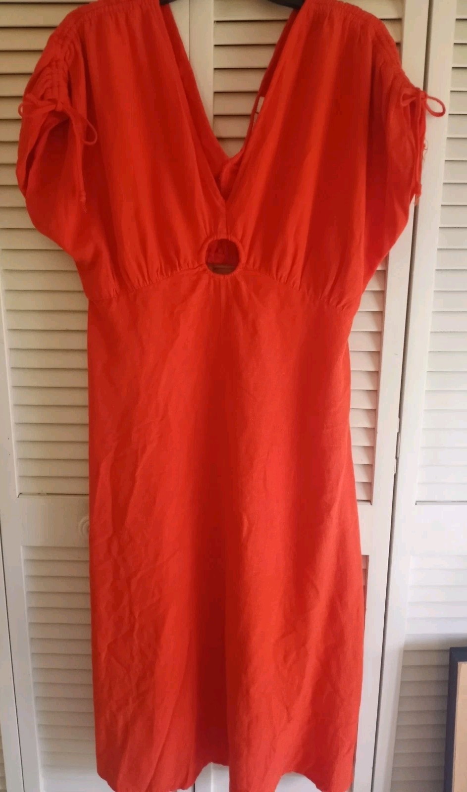Sincerely Jules Midi Dress Women’s Size Large Orange Boho Summer Circle Cutout