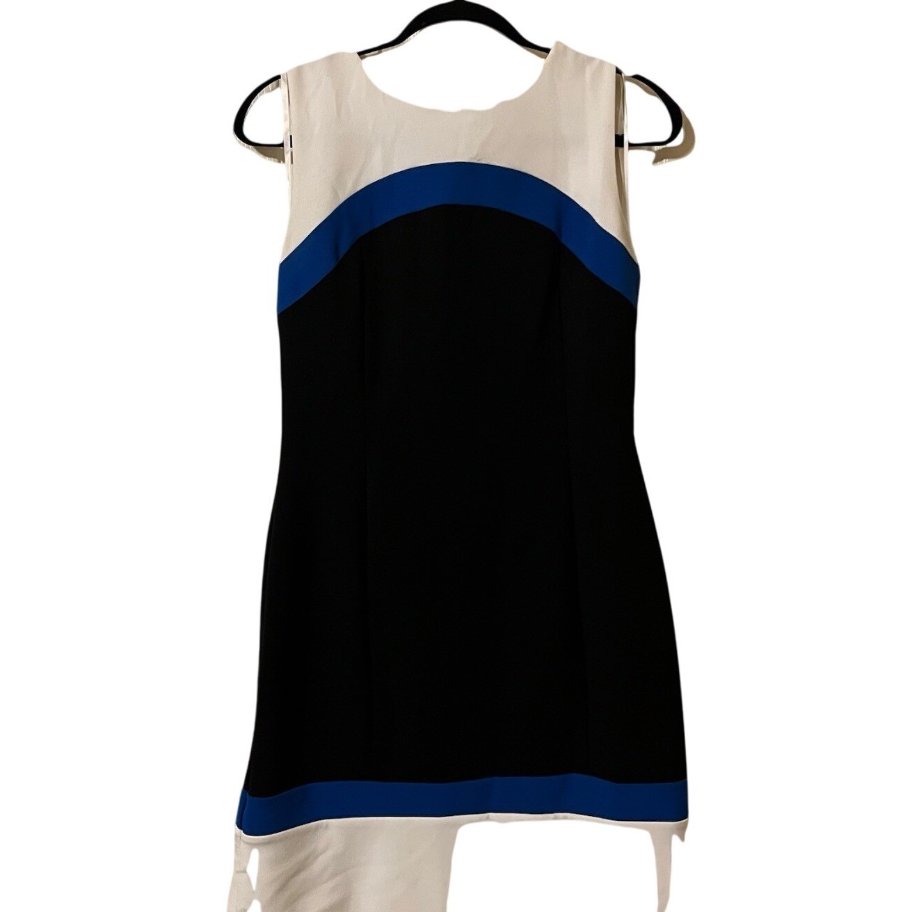 Tommy Hilfiger Fit Flare Blue White Black Dress Woman Size 4 Stretch Sleeveless