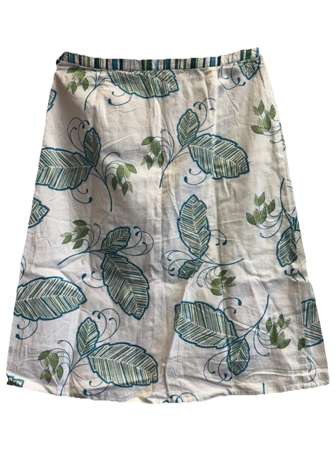 White Stuff White /Blue Green Leaf Print cotton skirt Size 14 RRP £49.99-PRETTY