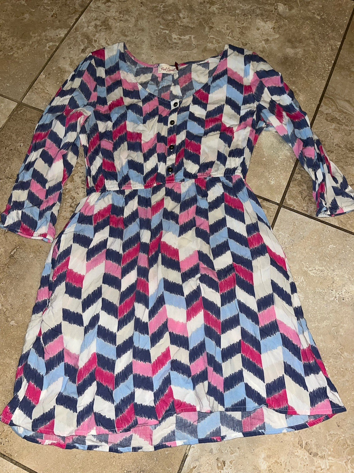RED CAMEL geometric 3/4 sleeve Pocketed dress Medium