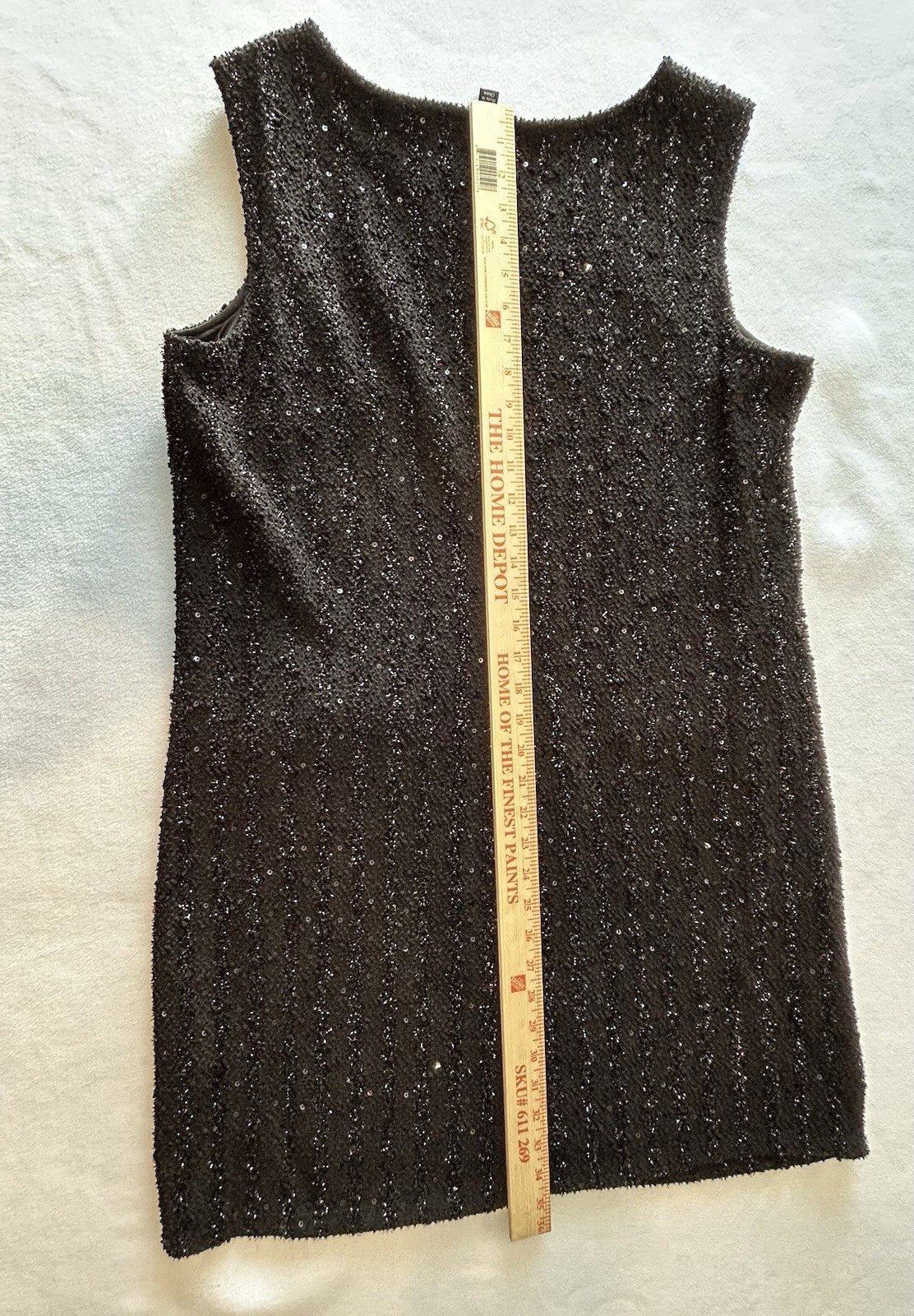 Glitz & Glamour Shift Dress Black boucle sequins XL Timeless Elegance